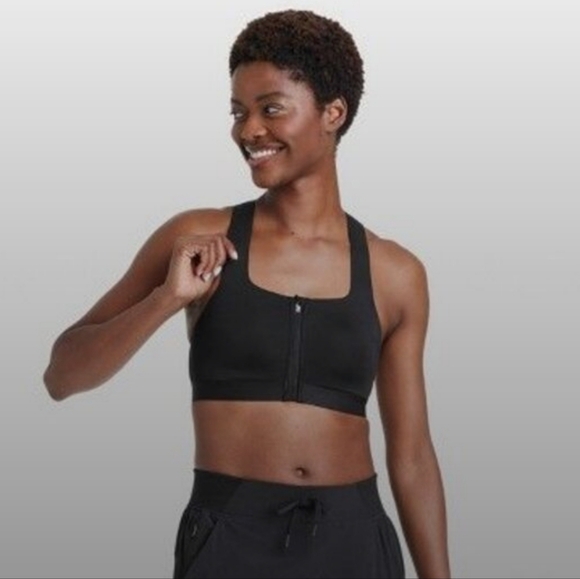 NWT All in Motion - Women's High Support Sculpt Zip-Front Sports Bra - Black 38D - Picture 1 of 7